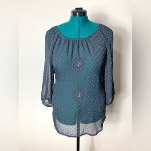 Ab Studios, Women’s Long Sleeve Sheer Blouse Medium lightweight flowy summer top